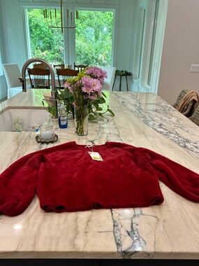 Chelsea & Violet Fuzzy Red Crewneck Sweater NWT